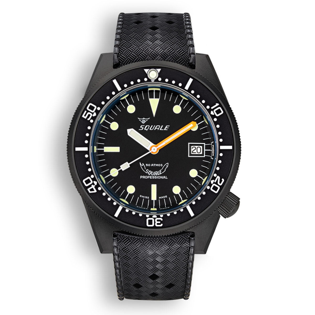 Squale 1521 Black PVD Swiss Made Diver s Watch Rubber