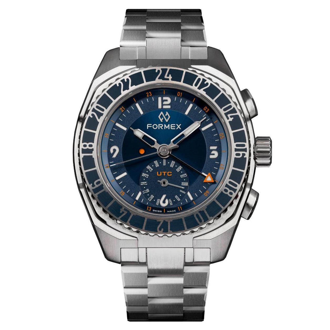 FORMEX STRATOS UTC Automatic UTC True Pilot Blue 41mm WatchGecko