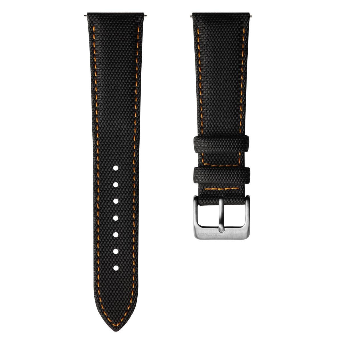 Black Sailcloth Quick Release Watch Band Red Stitch