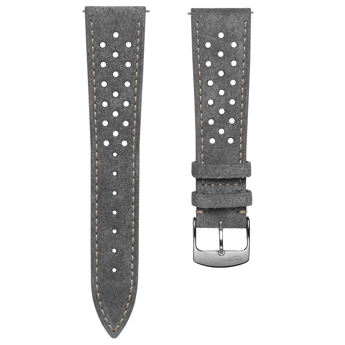 20mm GRAY Grey Vintage Nubuck Leather Racing Watch Strap Band