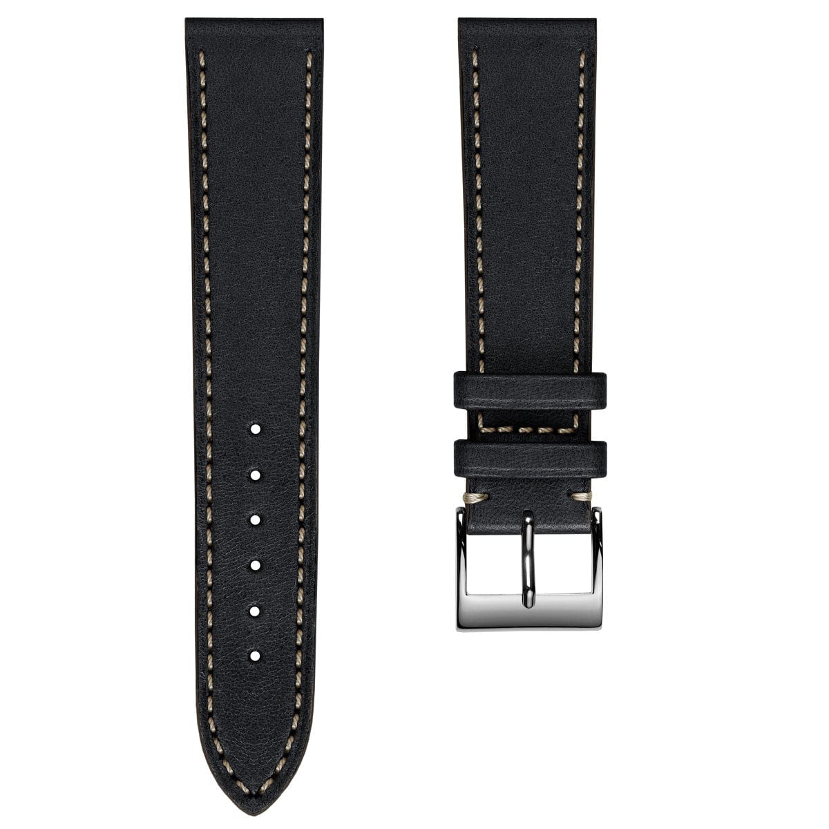 Ostend Baranil Flat Leather Watch Strap - Marine Blue 