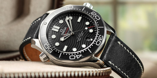 Omega Seamaster on Black Leather Watch Strap