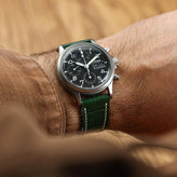 Arnhem Gator Print Genuine Leather Watch Strap - Dark Green on Sinn 356 Pilot