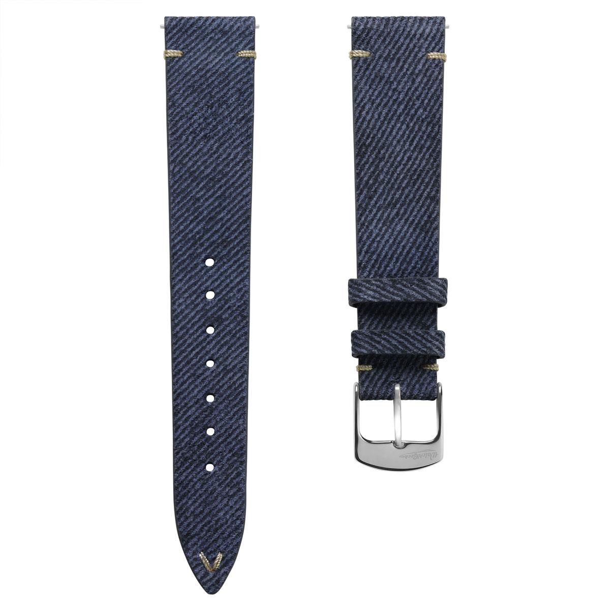 Arbour V-Stitch Denim Design Genuine Leather Watch Strap - Navy