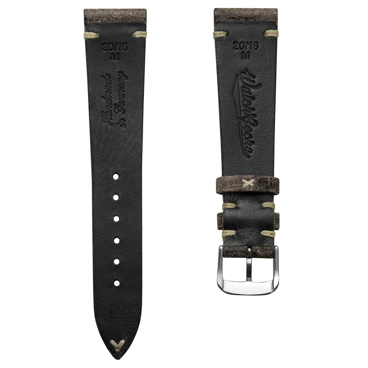 Dexter Cracked Finish Leather Watch Strap - Matte Mocha