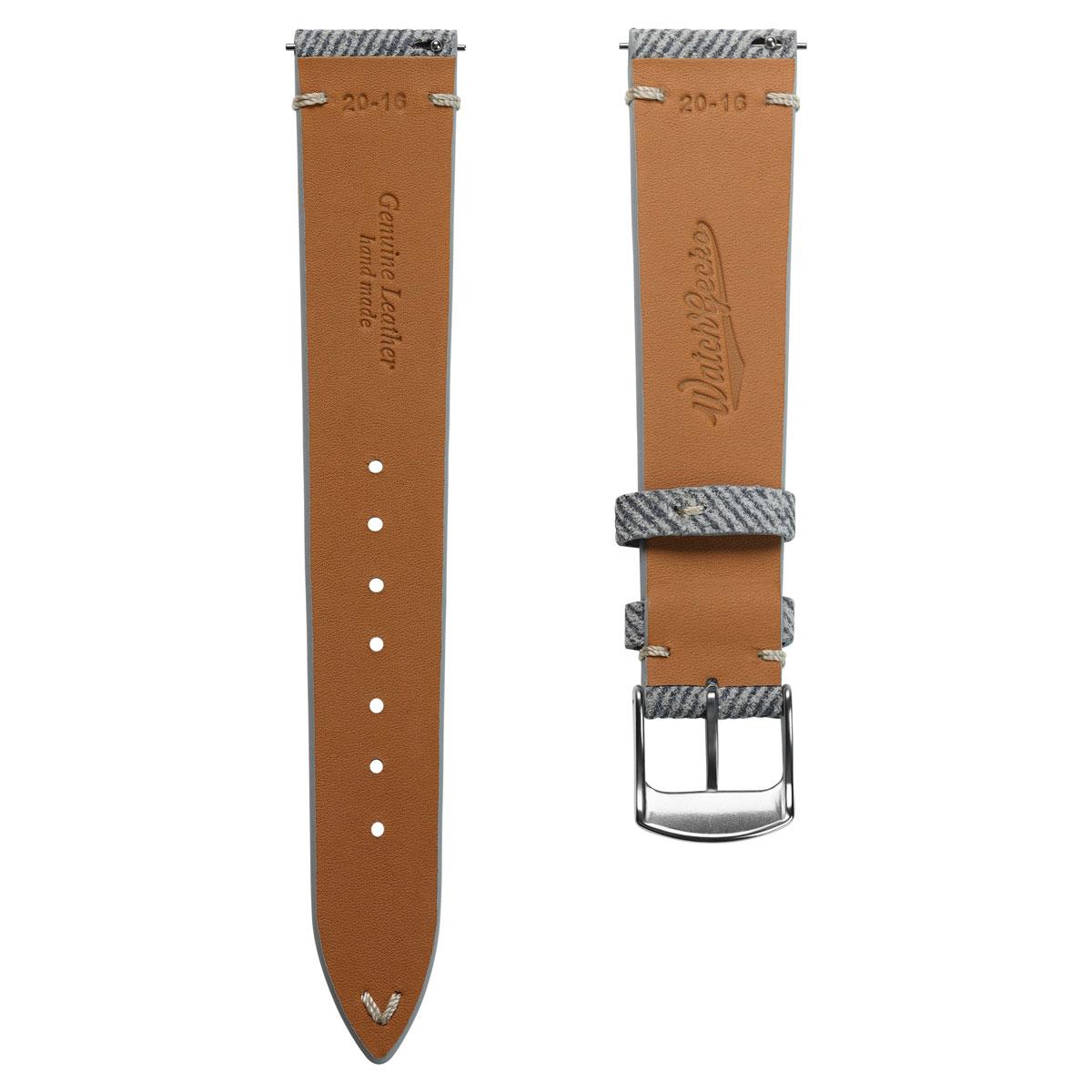 Arbour V-Stitch Denim Design Genuine Leather Watch Strap - Grey