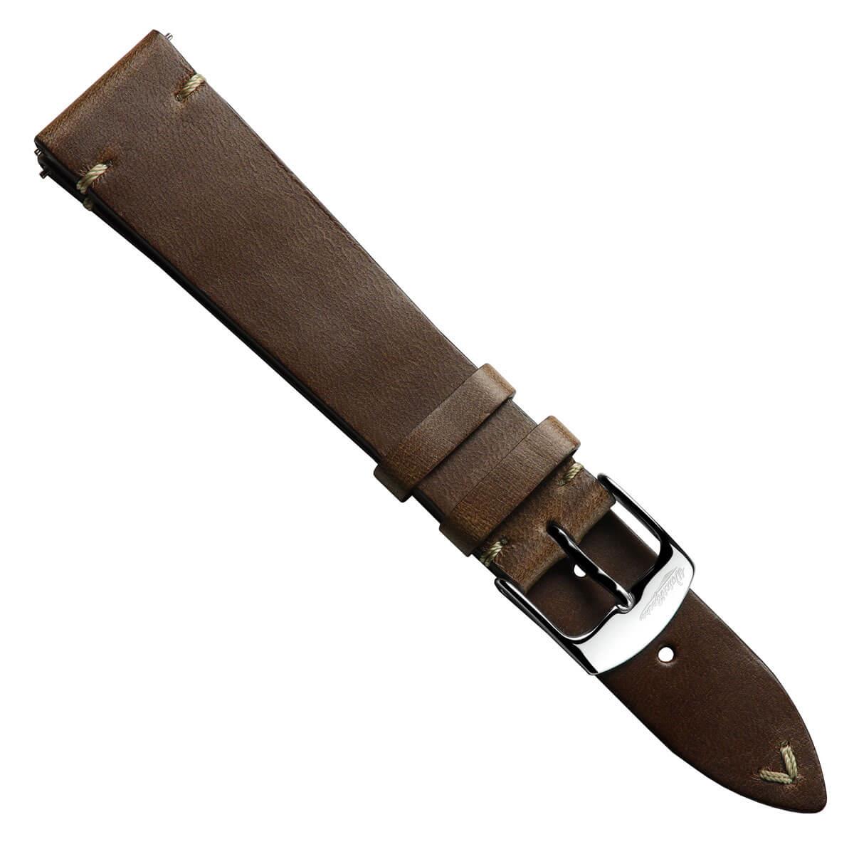 Genuine Horween Chromexcel® V-Stitch Leather Watch Strap - Light Brown