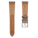 WatchGecko Missouri Perforated Leather Watch Strap - Beige