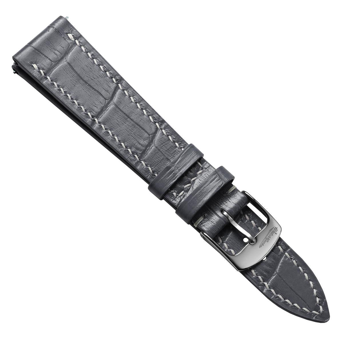 Arnhem Gator Print Genuine Leather Watch Strap - Ash