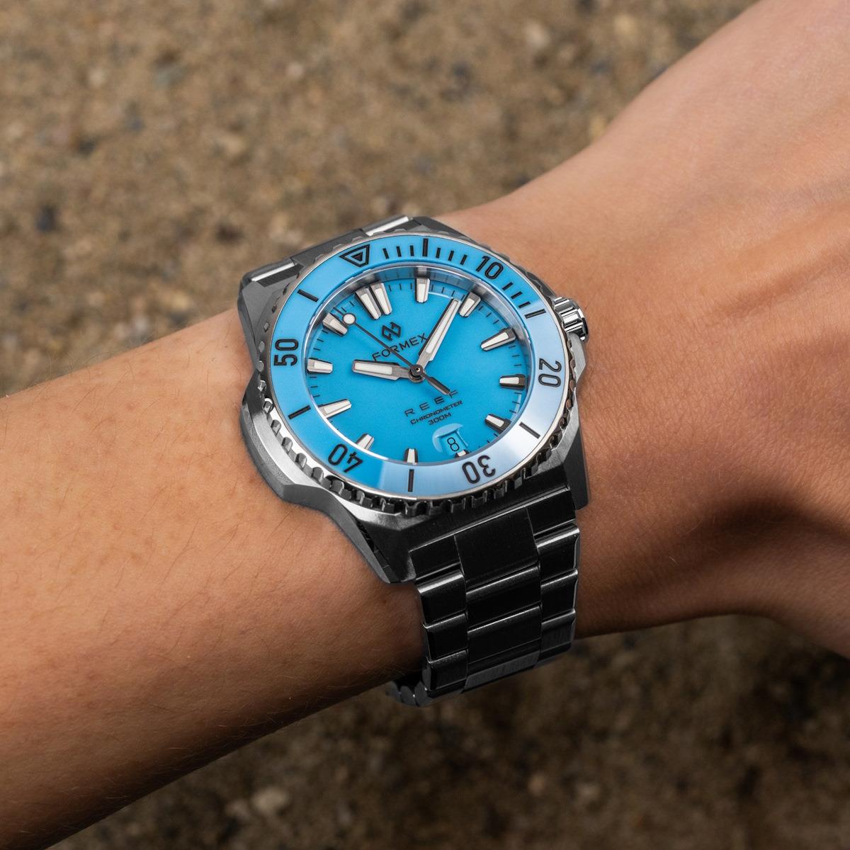 FORMEX Baby REEF Automatic Chronometer COSC 300M Steel Bracelet / Bahama Blue