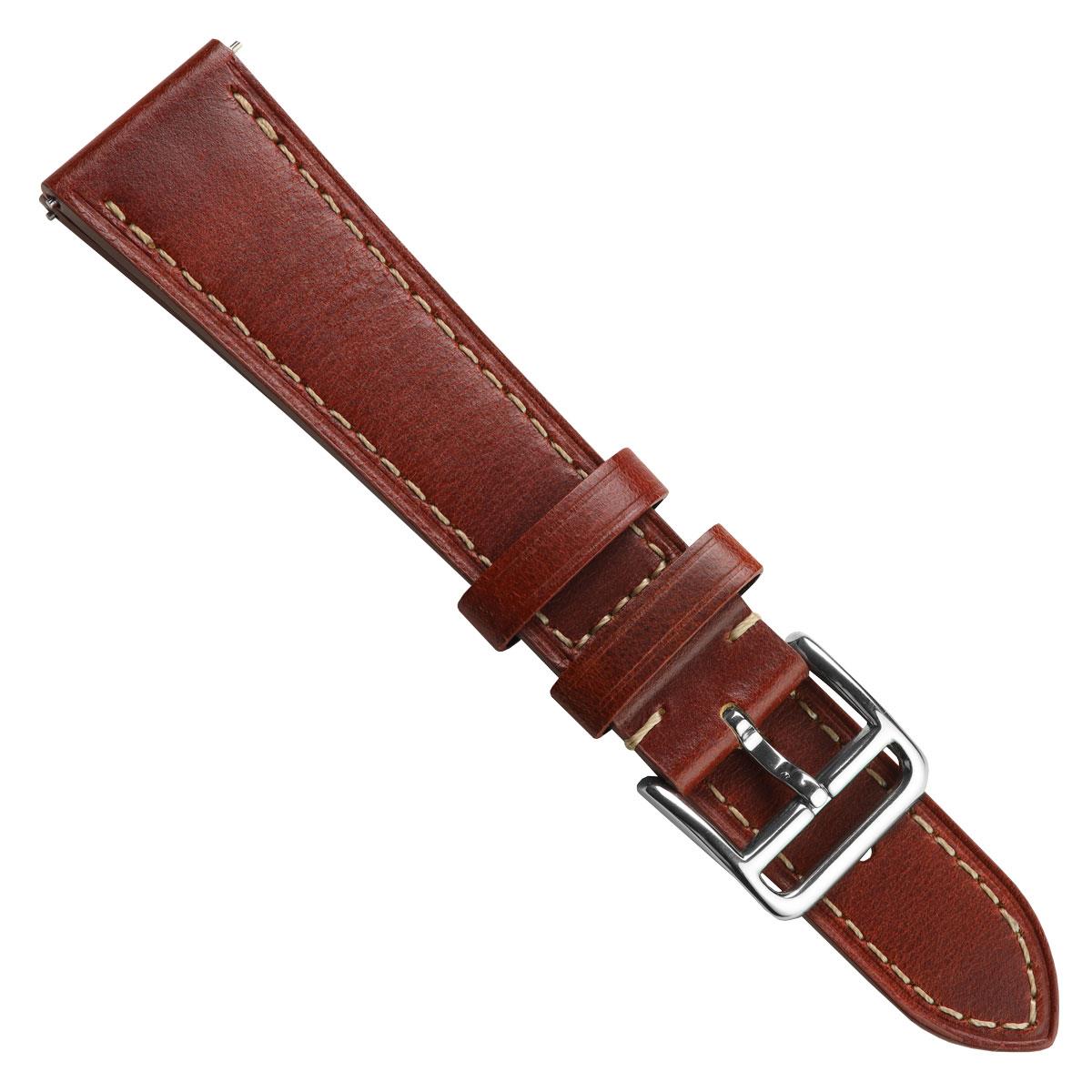 Brixham Special Buckle Classic Leather Watch Strap - Reddish Brown