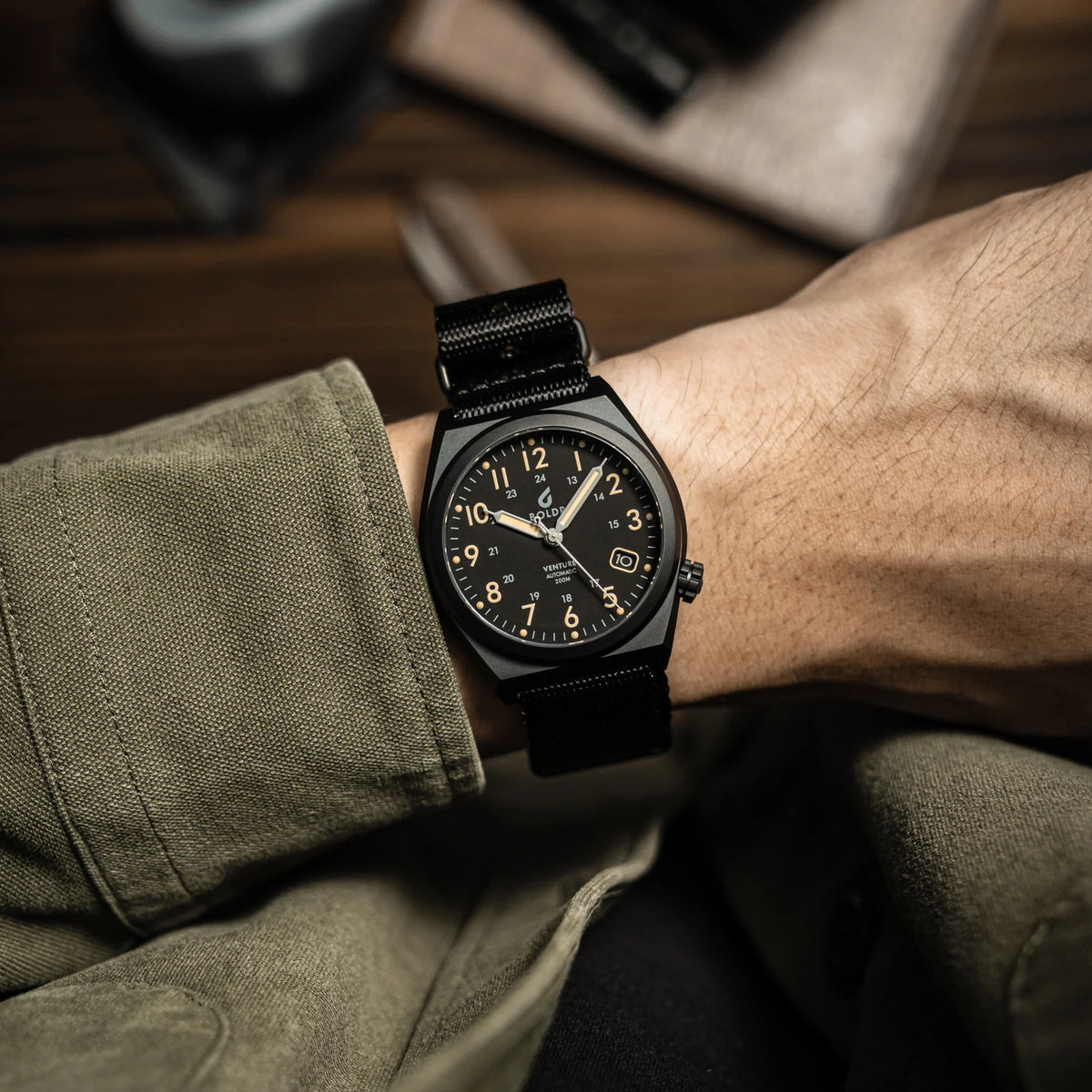 Boldr Venture Automatic Field Watch - Black Dawn