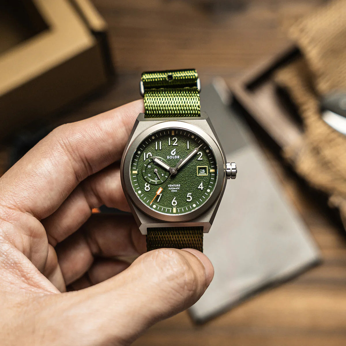 Boldr Venture Wayfarer Automatic Watch - Olive