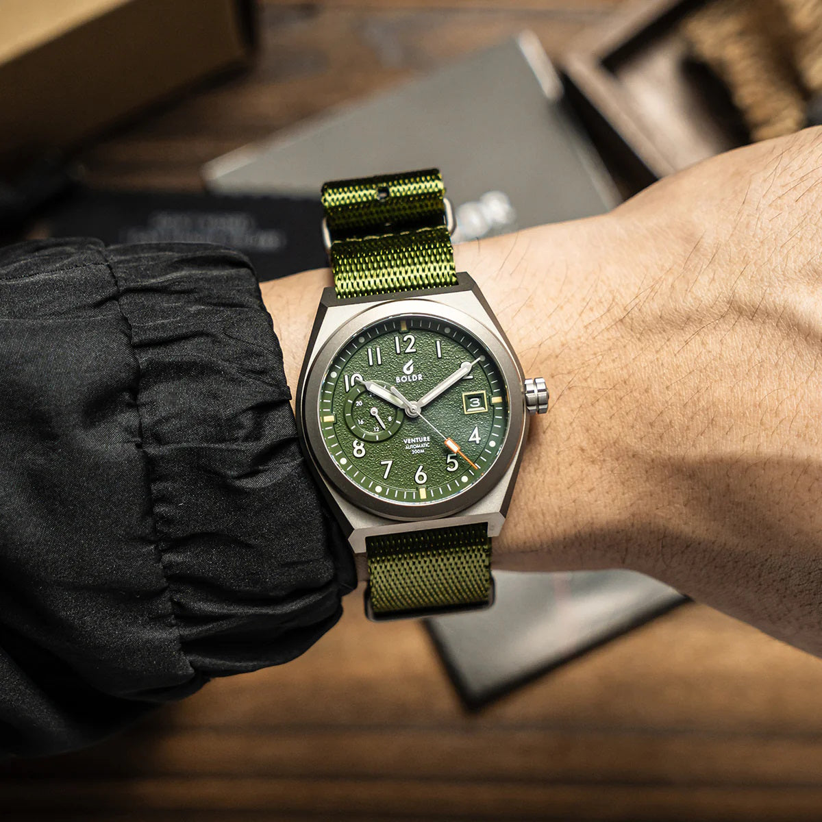 Boldr Venture Wayfarer Automatic Watch - Olive