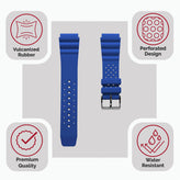 WatchGecko 285 Italian Rubber Diver's Watch Strap - Royal Blue