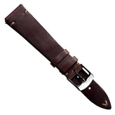 Genuine Horween Chromexcel® V-Stitch Leather Watch Strap - Red