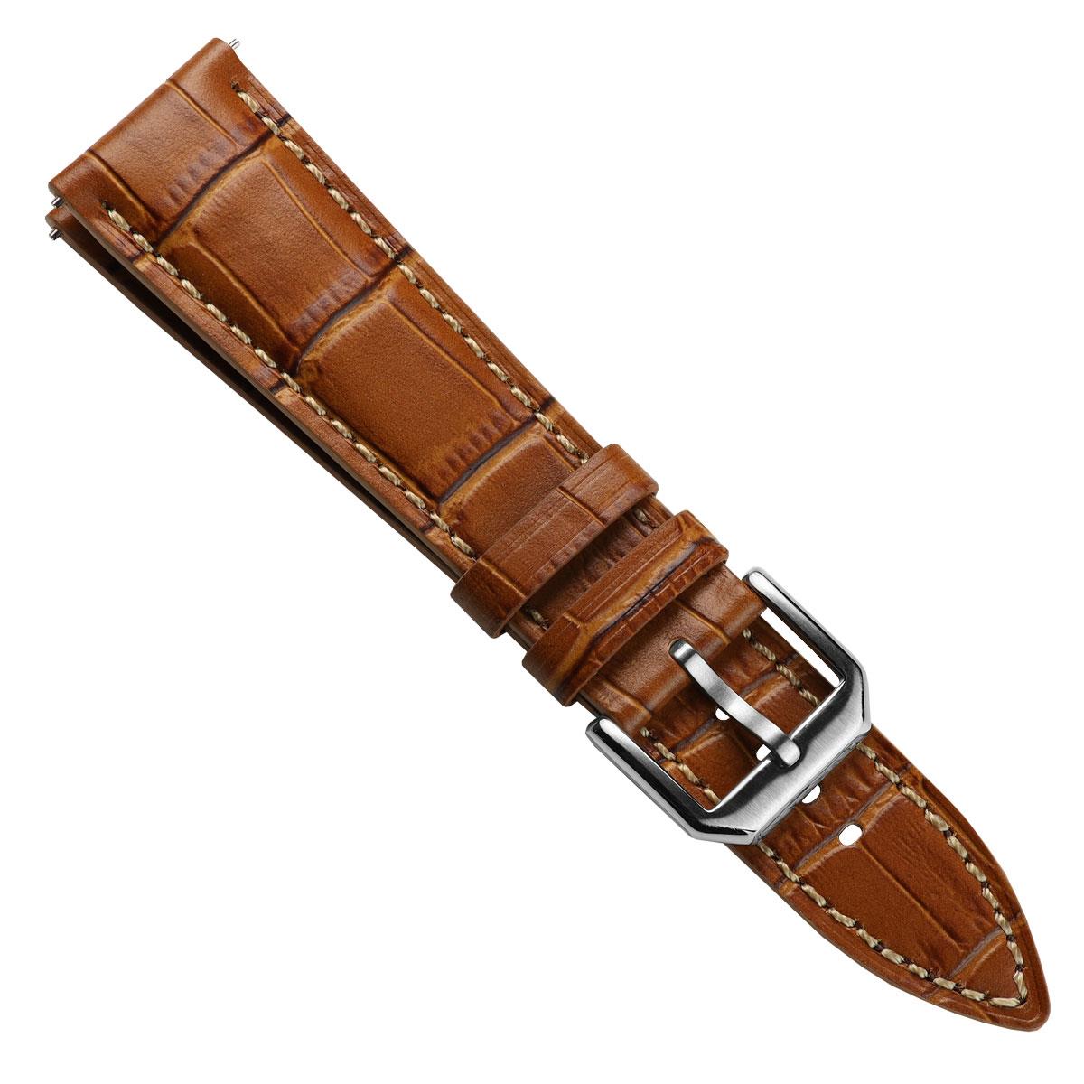 Carolina Gator Print Genuine Leather Watch Strap - Tan