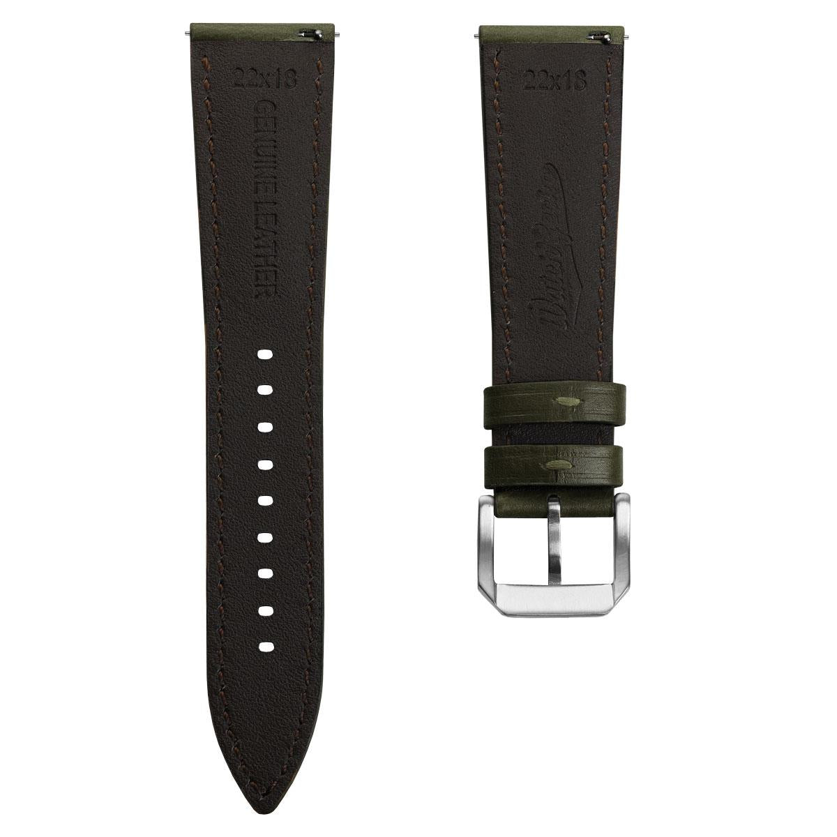 Tenby Classic Padded Genuine Leather Watch Strap  - Patina Green