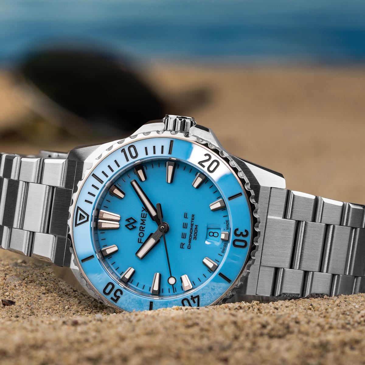 FORMEX Baby REEF Automatic Chronometer COSC 300M Steel Bracelet / Bahama Blue