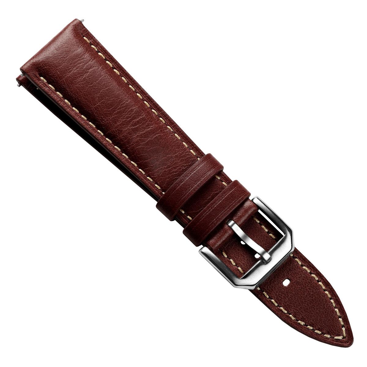 Tenby Classic Padded Genuine Leather Watch Strap  - Chestnut Brown