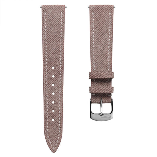 Arbour Hand-Stitched Denim Design Genuine Leather Watch Strap - Pink