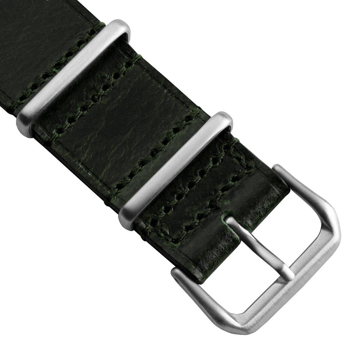 WatchGecko Genuine Leather British Military Watch Strap: Cambridge - Vintage Green