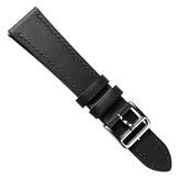 Brixham Special Buckle Classic Leather Watch Strap - Black / Black