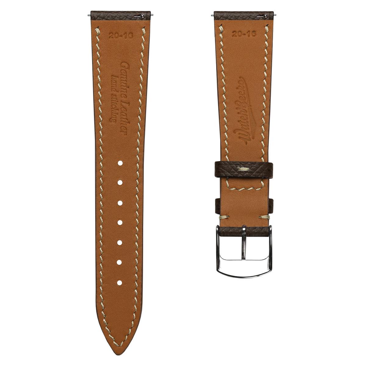 Hanley Epsom Leather Watch Strap - Dark Brown