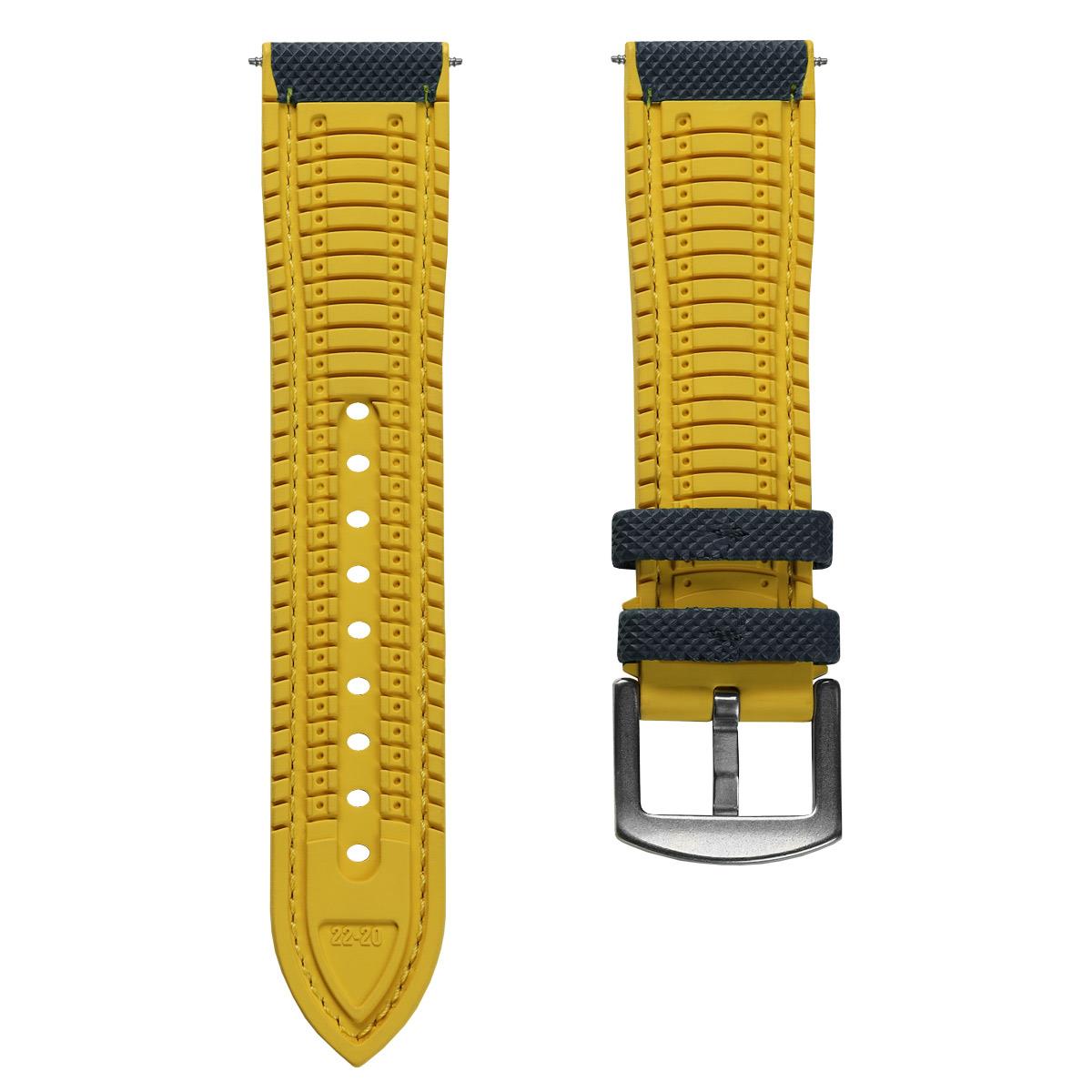 WatchGecko ChronoFKM Rubber Watch Strap - Blue & Yellow