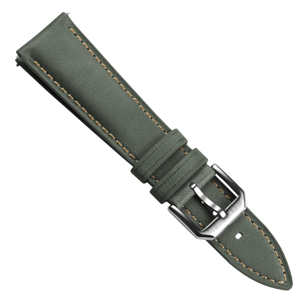 Whitby Vintage Padded Leather Watch Strap - Sage Green