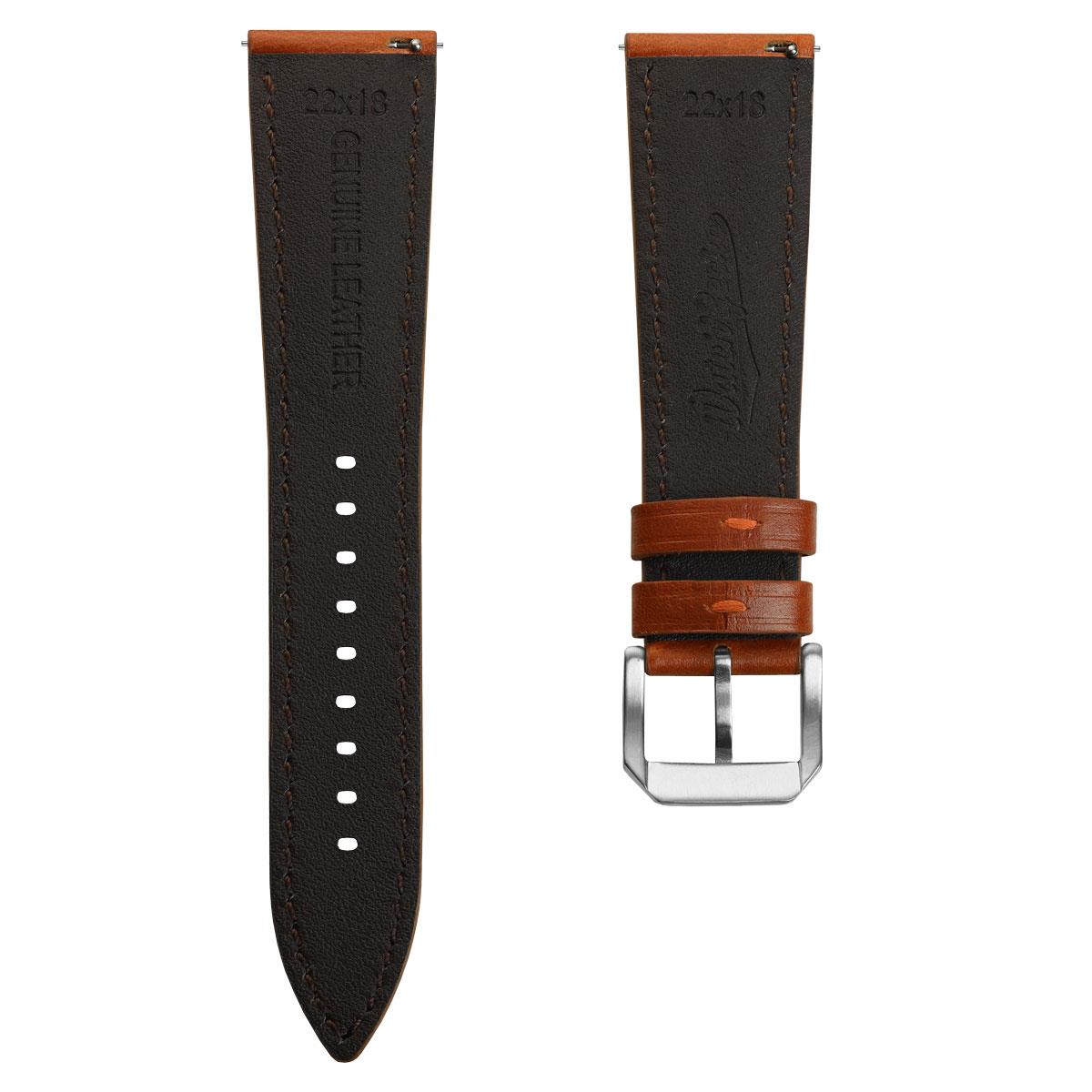 Tenby Classic Padded Genuine Leather Watch Strap  - Rust Brown