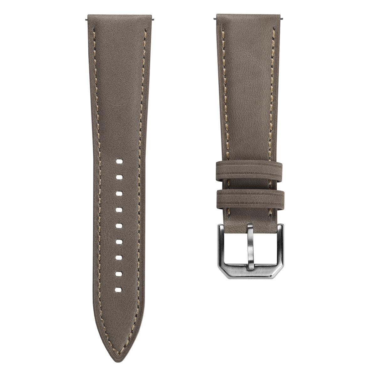 Whitby Vintage Padded Leather Watch Strap - Grey