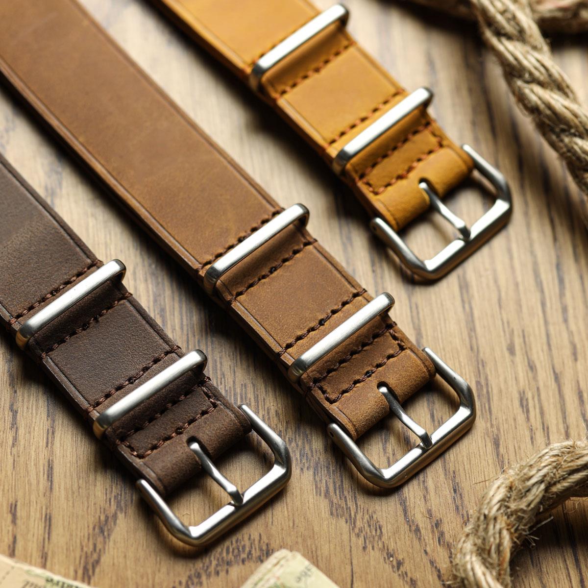 WatchGecko British Military Watch Strap: Cambridge Crazy Pull-Up Leather Range