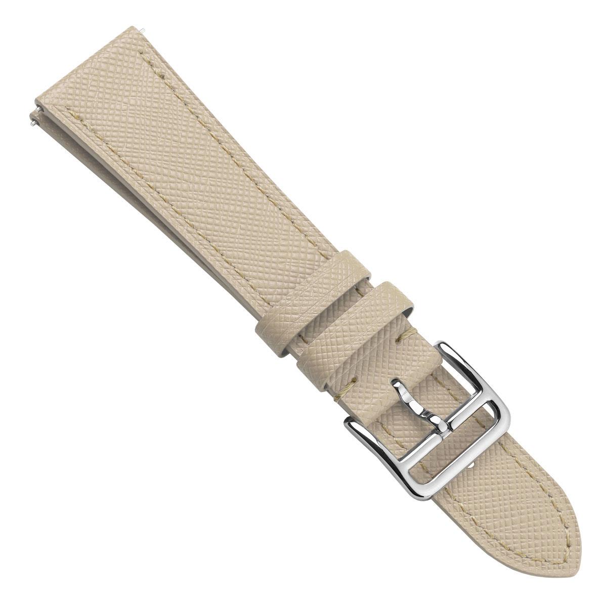 WatchGecko Brixham Classic Saffiano Leather Watch Strap - Off White