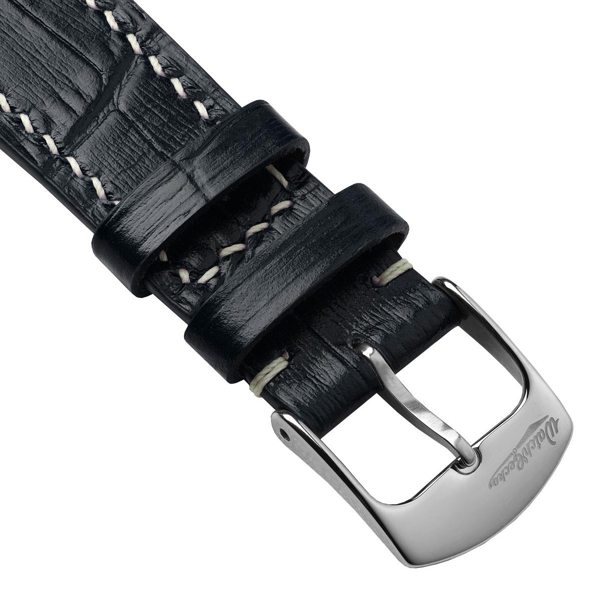 Arnhem Gator Print Genuine Leather Watch Strap - Denim