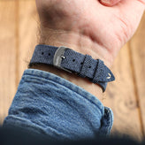 Arbour V-Stitch Denim Design Genuine Leather Watch Strap - Navy