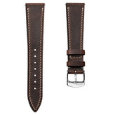 German Hand-Stitched Crazy Horse Leather Watch Strap - Chocolate