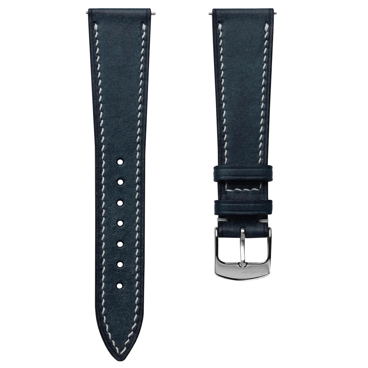 Bourton Hand-Stitched Genuine Italian Leather Watch Strap- Jean Blue