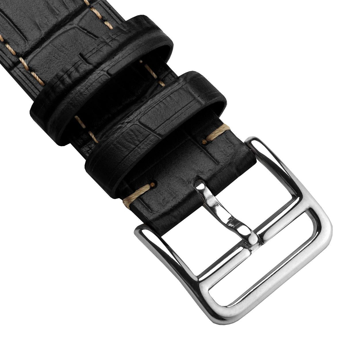 Brixham Special Buckle Gator Watch Strap - Black