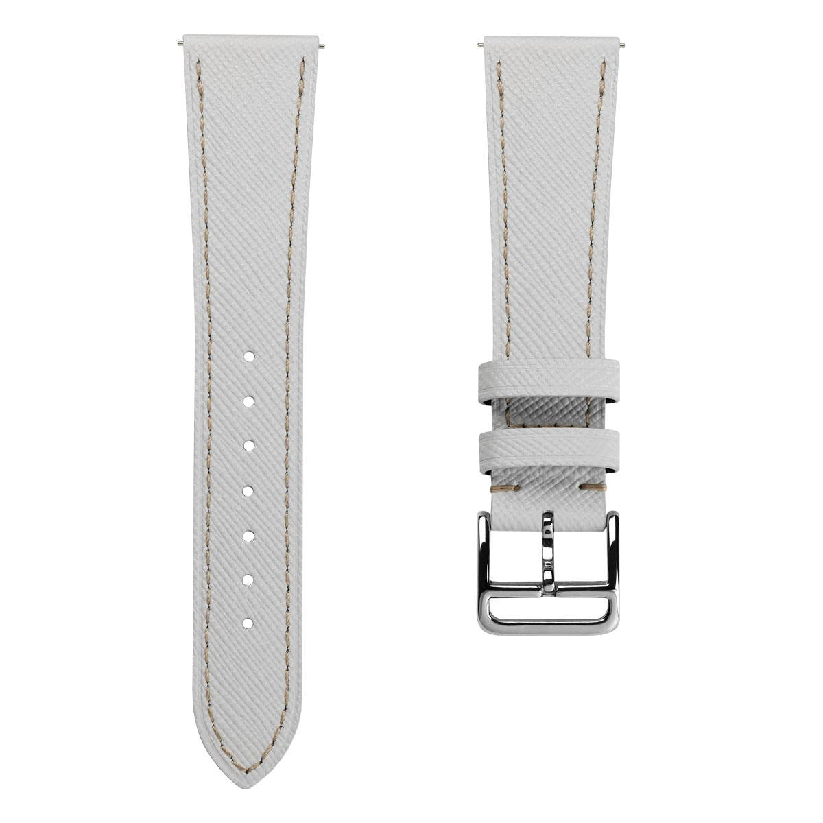 WatchGecko Brixham Classic Saffiano Leather Watch Strap - White