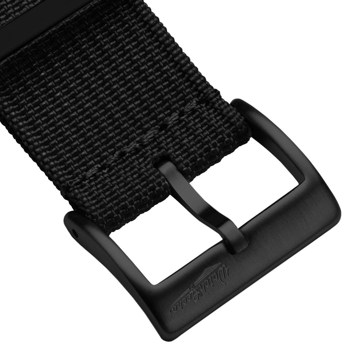 WatchGecko Ridge Military Nylon Watch Strap - Black - PVD IP Black