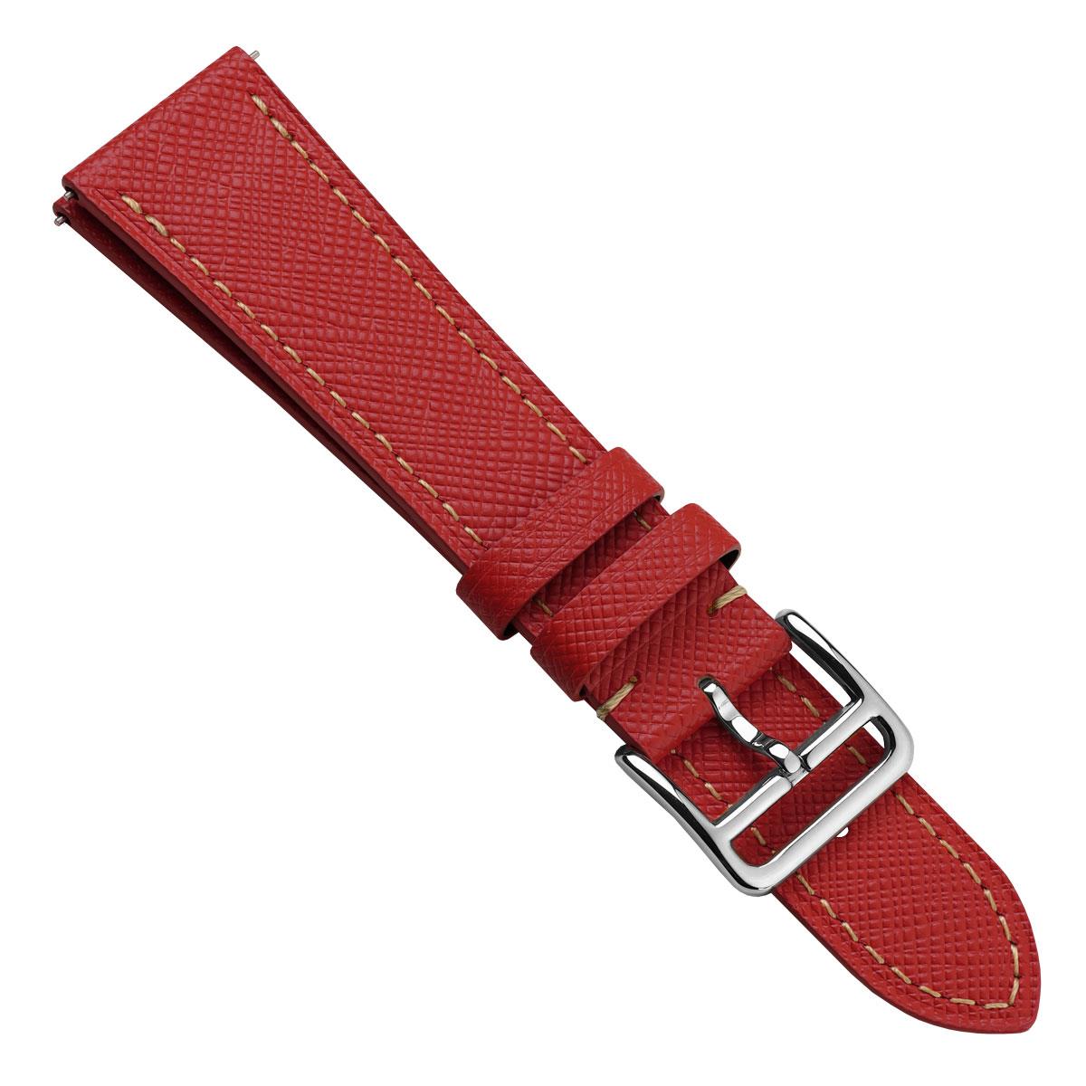 WatchGecko Brixham Classic Saffiano Leather Watch Strap - Red