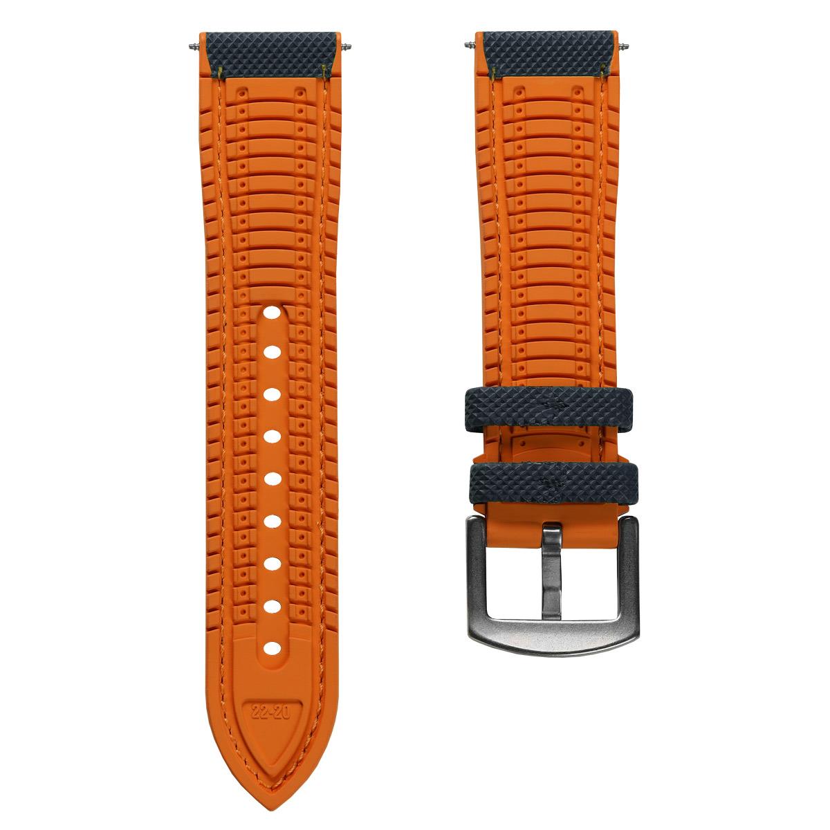 WatchGecko ChronoFKM Rubber Watch Strap -  Blue & Orange