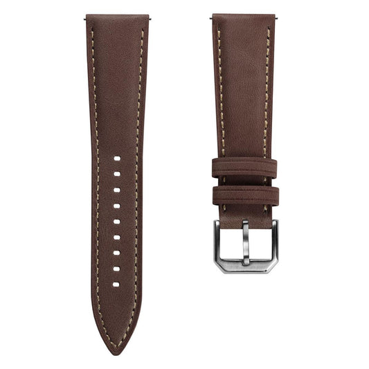 Whitby Vintage Padded Leather Watch Strap - Chestnut