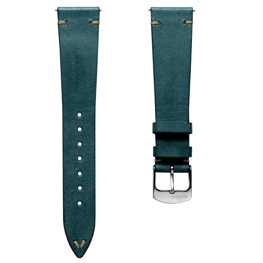 Charlbury V-Stitch Genuine Italian Leather Watch Strap - Aegean