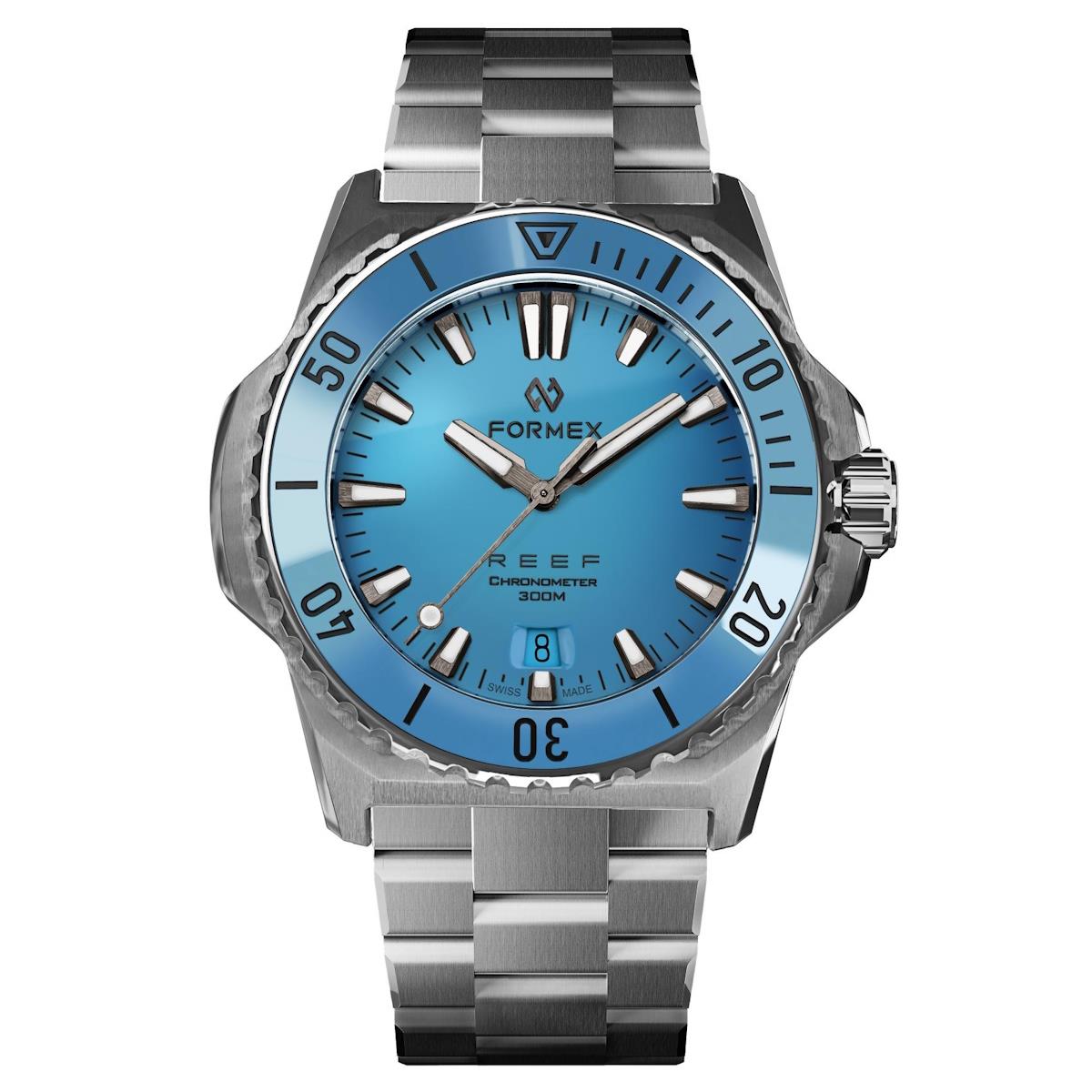 FORMEX Baby REEF Automatic Chronometer COSC 300M Steel Bracelet / Bahama Blue