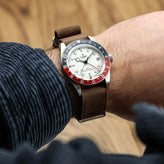 WatchGecko British Military Watch Strap: Cambridge Crazy Pull-Up Leather - Chocolate Brown on Tudor GMT