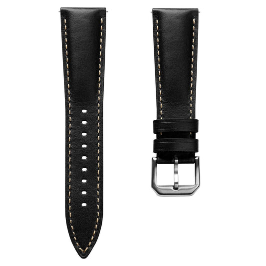 Tenby Classic Padded Genuine Leather Watch Strap  - Black