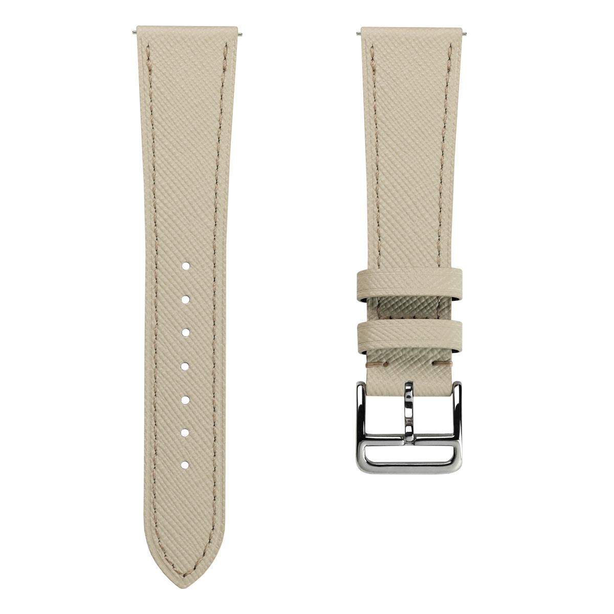 WatchGecko Brixham Classic Saffiano Leather Watch Strap - Off White