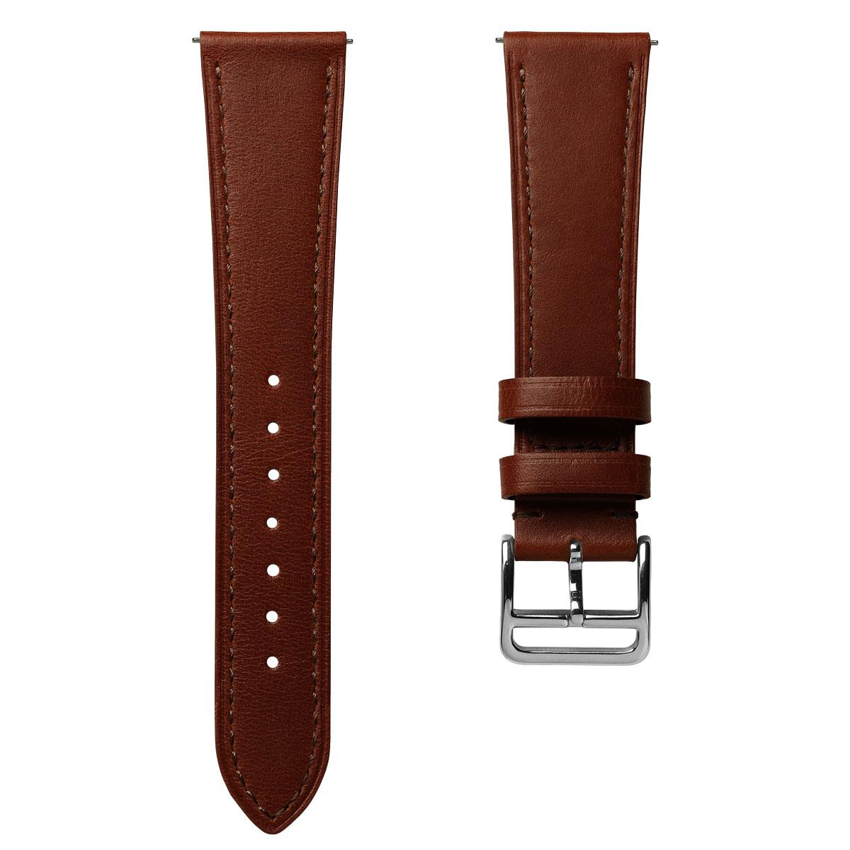 Brixham Special Buckle Classic Leather Watch Strap - Chestnut / Chestnut